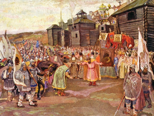 Великий князь Георгий Всеволодович встречает своего  брата Святослава