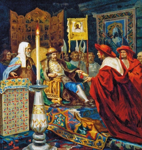Князь Александр Невский принимает послов папы Иннокентия IV. Худ. Г. Семирадский