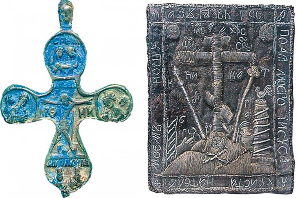 Нательный крест и параман из могилы св. прп. Тимона