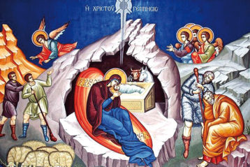 Рождество Христово. Современная фреска (Греция)