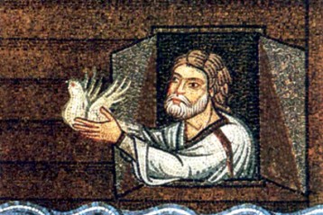 Ной выпускает голубя. Мозаика собора святого Марка в Венеции. XIII в.